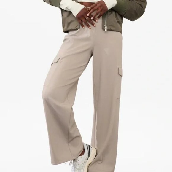 Athleta Tan Venice High Rise Cargo Wide Leg Pants - Picture 1 of 8